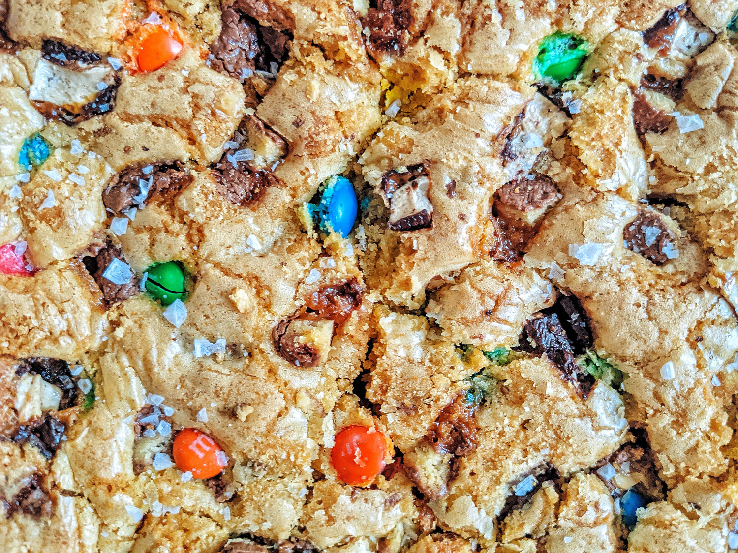 Sweet, Salty, Chewy Halloween Candy Cookie Bars