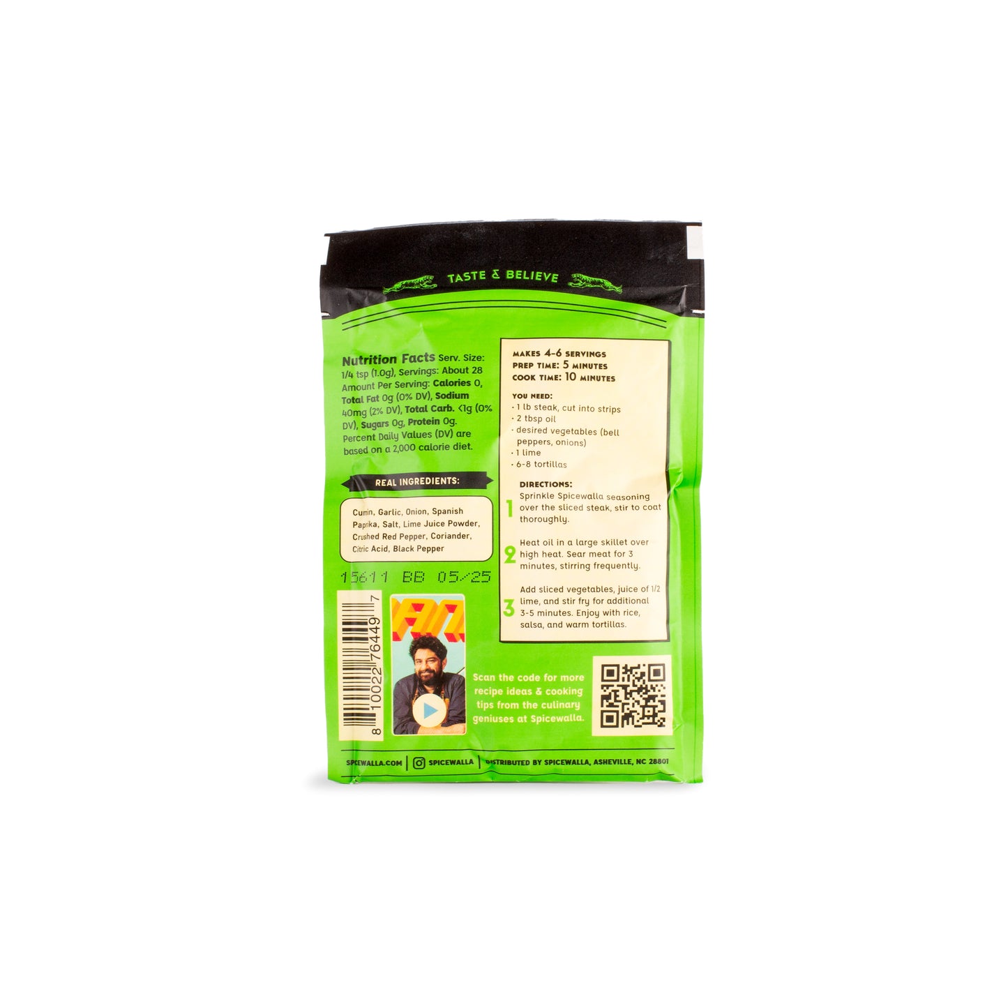 Chilli Lime Steak Fajitas Spice Packet - Single Packet