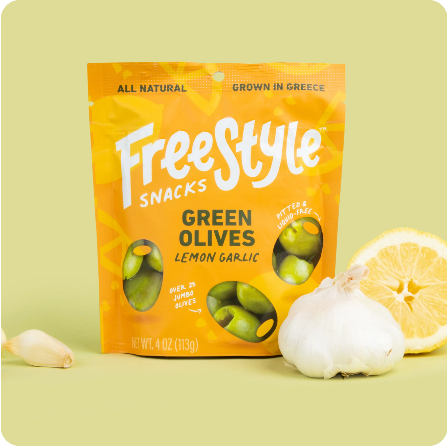Freestyle Snacks - Lemon Garlic Green Olives