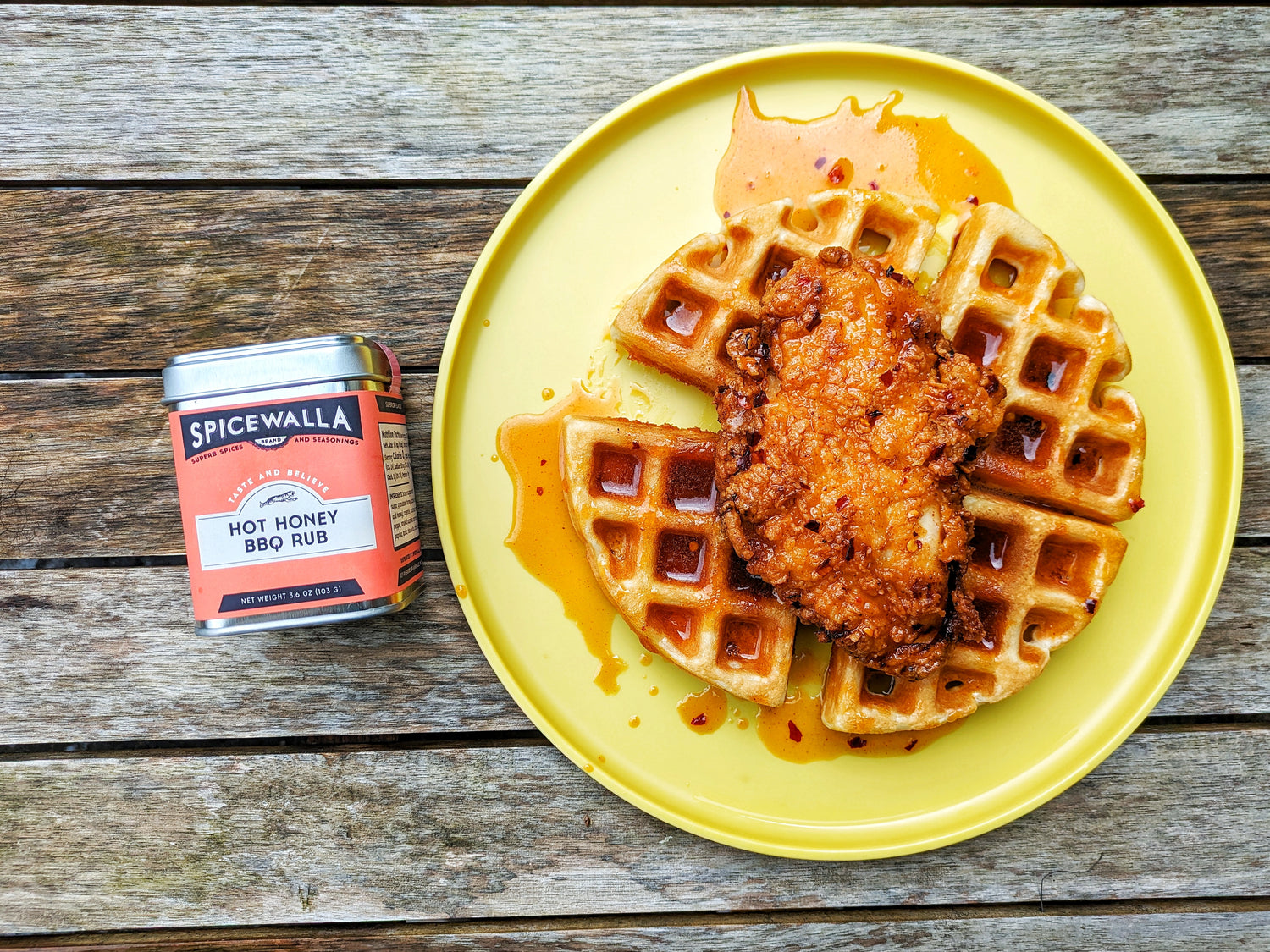 Hot Honey BBQ Chicken and Waffles