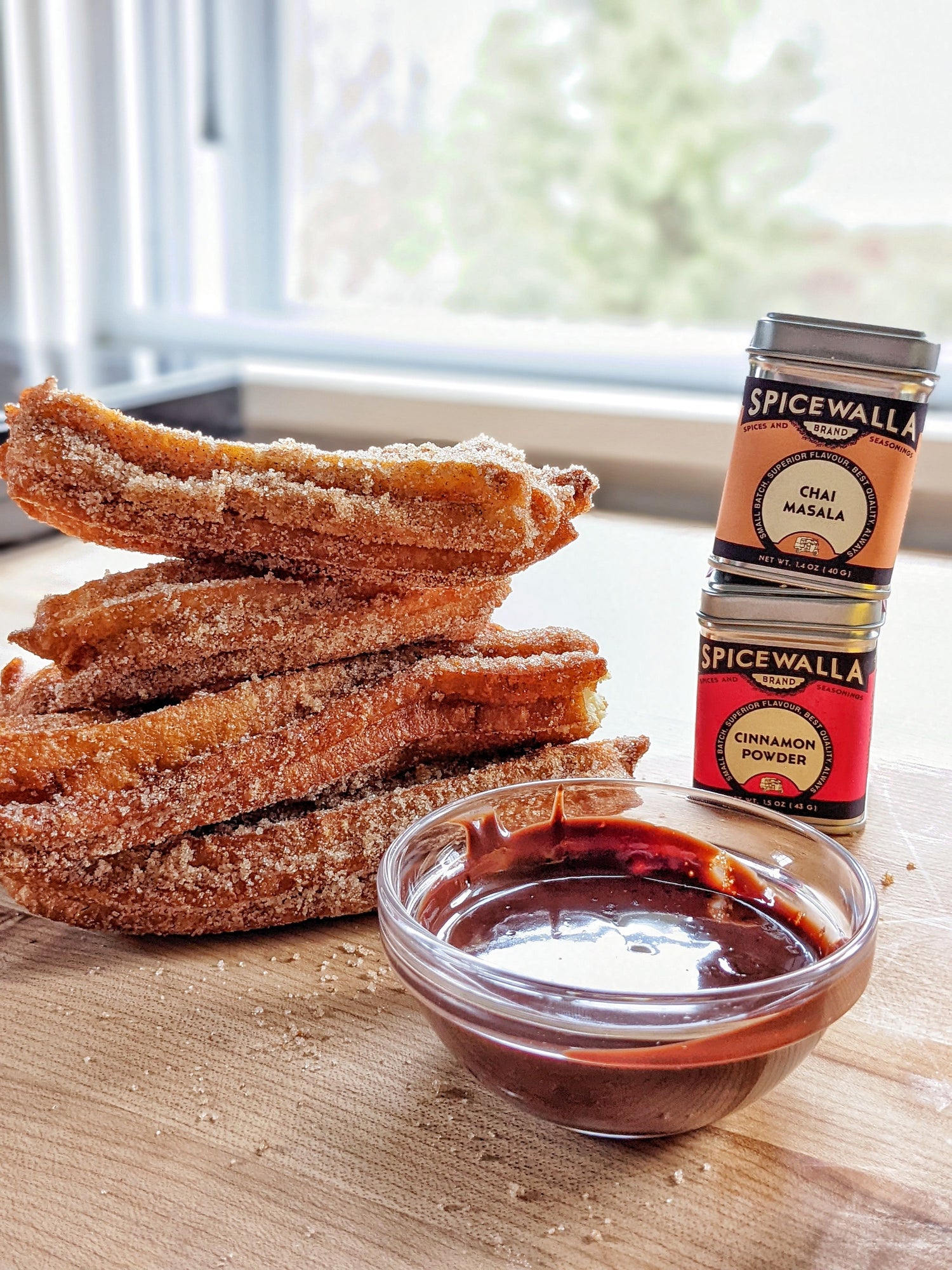 Cinnamon Churros with Chai Chocolate Sauce