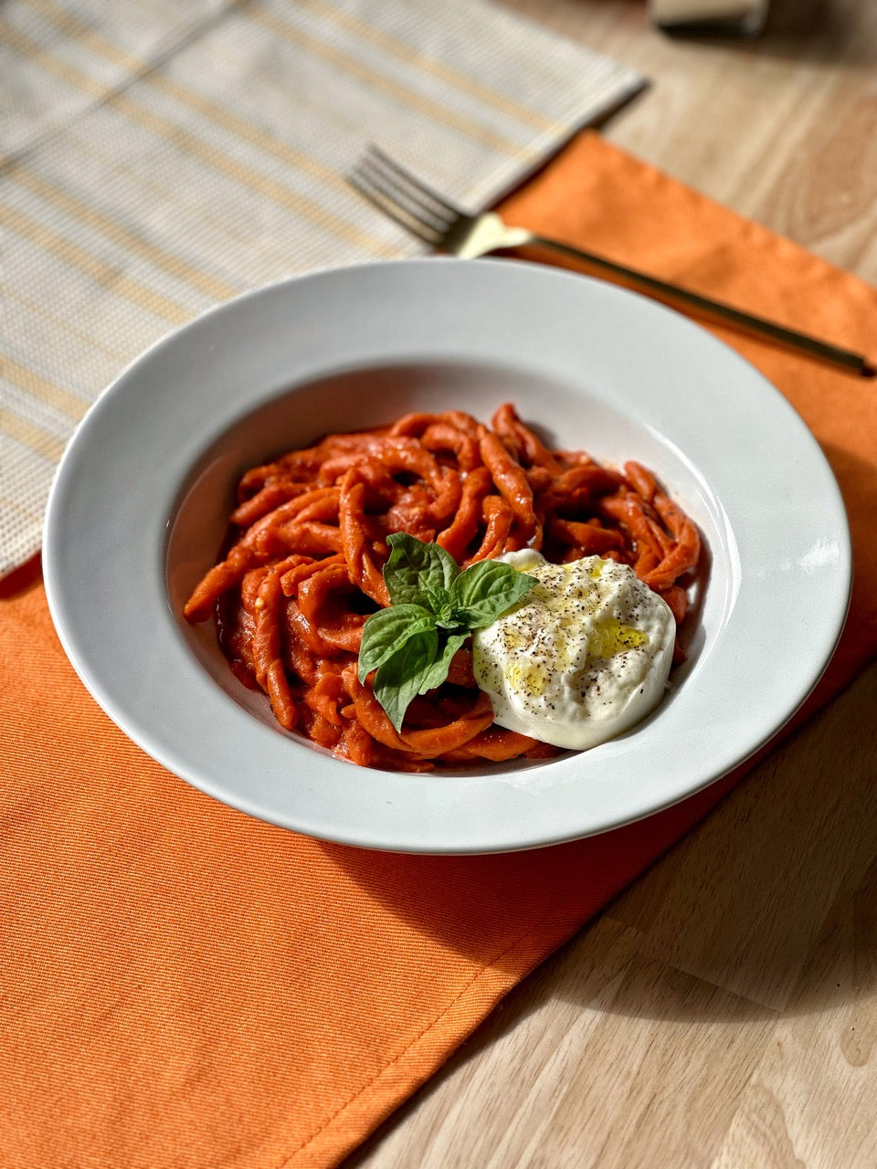 Fernanda Baggio's Spanish Paprika Busiate with Nduja & Burrata