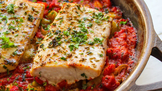 Wild Foraged Fennel Mahi Mahi with Leeks and Tomatoes