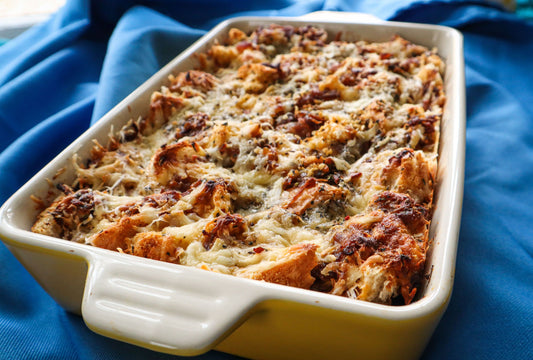 Prosciutto and Caramelized Onion Strata with Amore Italian Seasoning