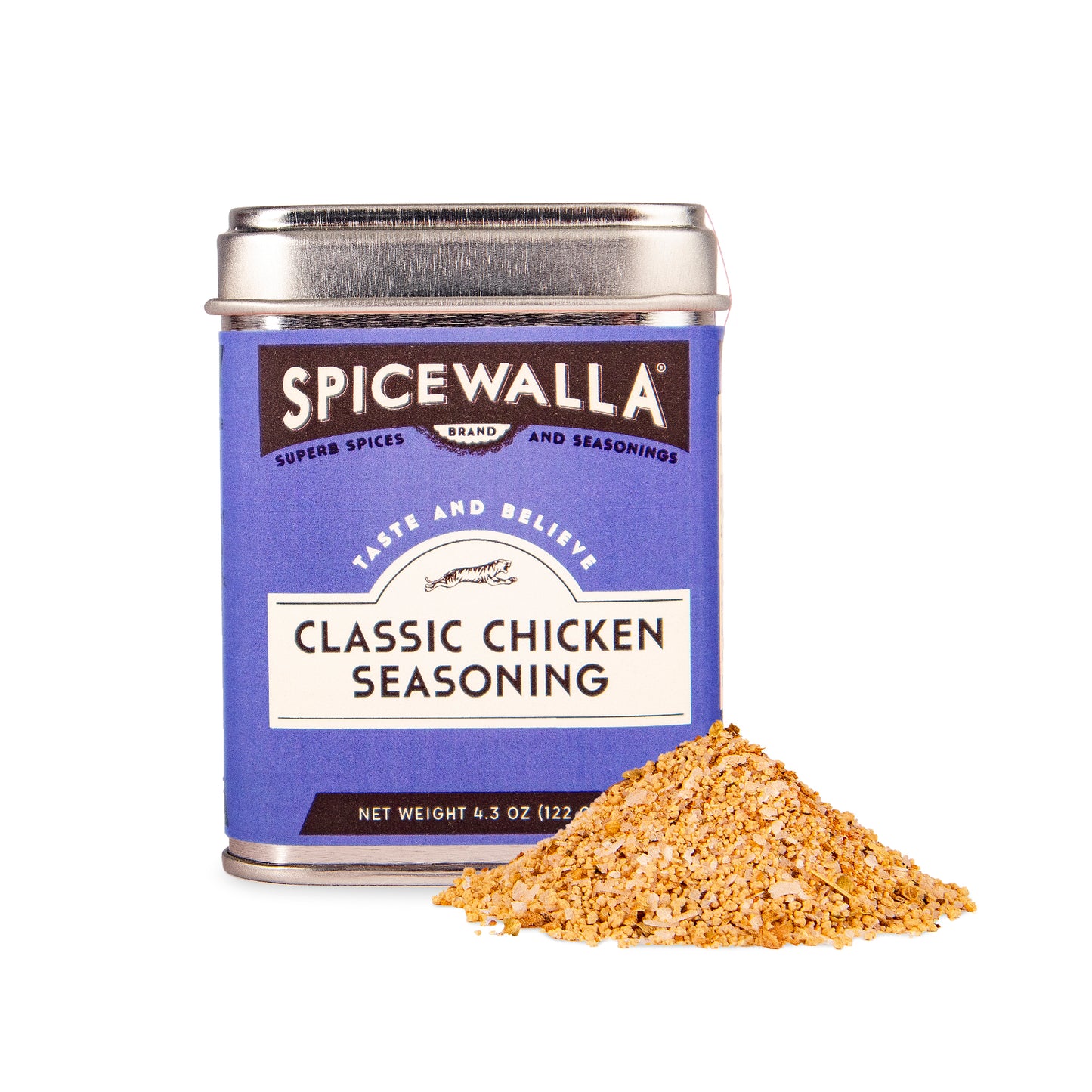 Spicewalla Classic Chicken Seasoning can with seasoning on a white background