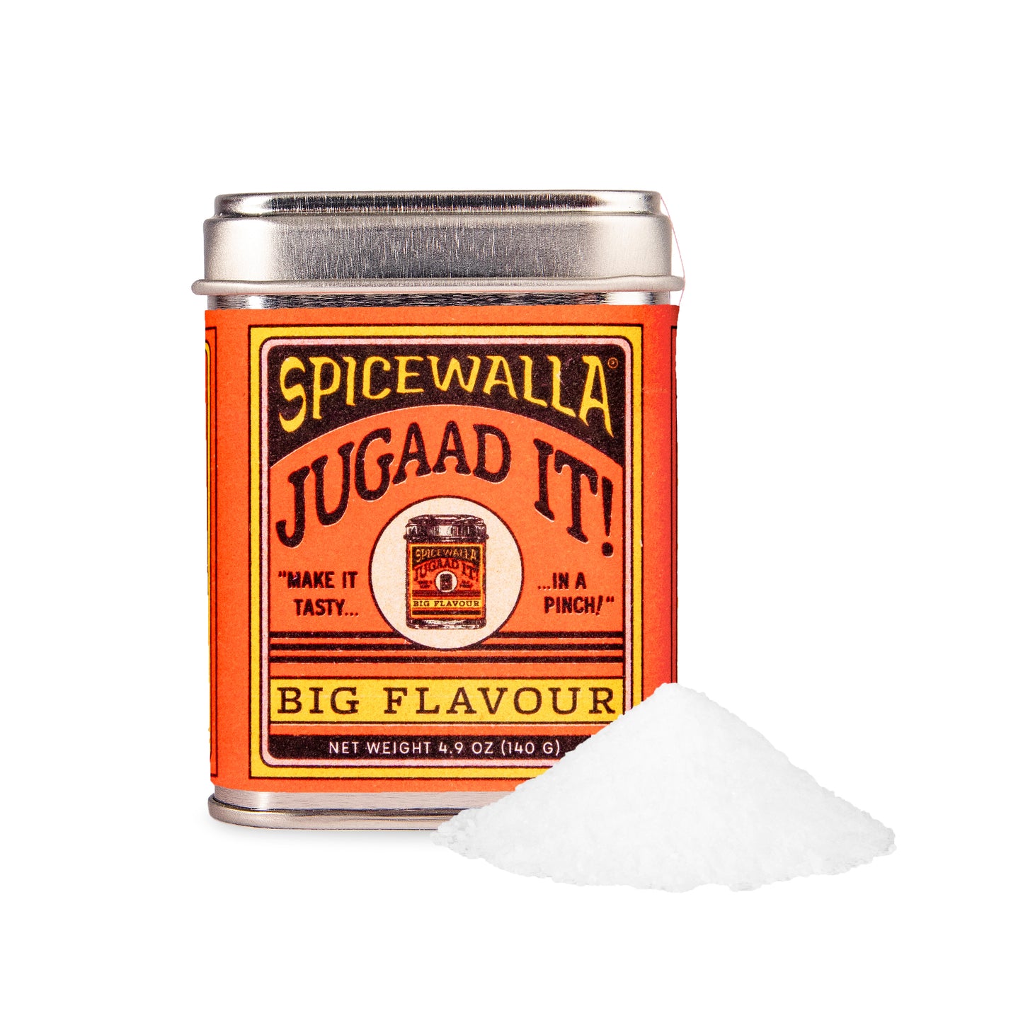 Spicewalla Jugaad It! spice tin with a white background