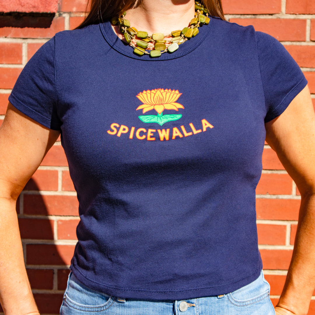Spicewalla Lotus Baby Tee in Navy