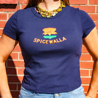 Spicewalla Lotus Baby Tee in Navy