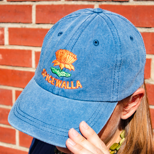 Spicewalla Lotus Dad Hat in Washed Denim