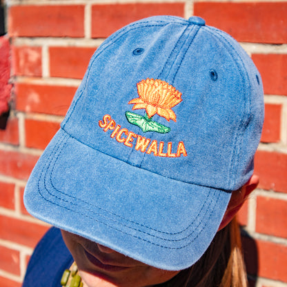 Spicewalla Lotus Dad Hat in Washed Denim